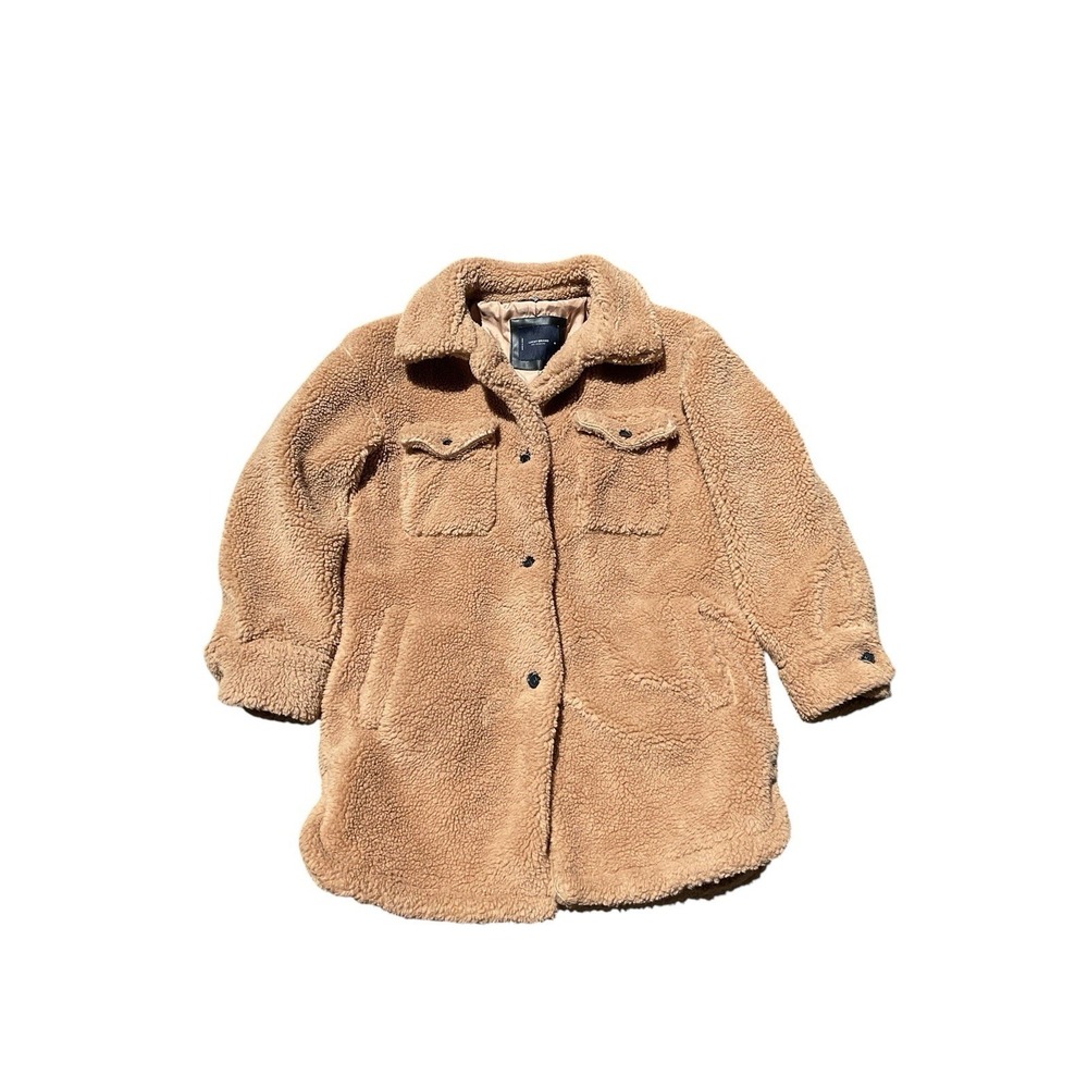 Lucky Brand Medium Warm Tan Teddy Jacket Oversized Cozy‎ Sherpa